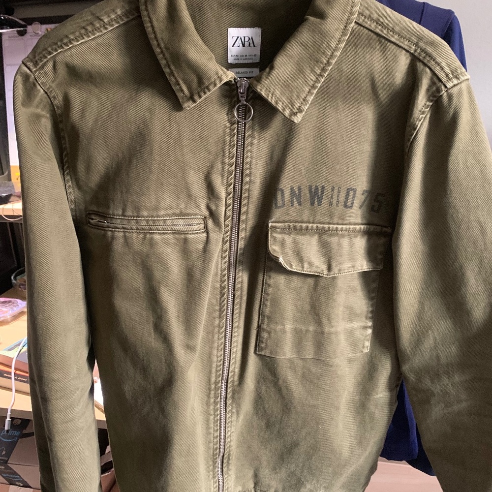 Zara dark green denim jacket (M)